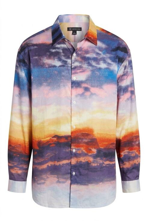 Inc. Other - INC Unisex Shirt Lightweight Large Button Down Unique Sunset Watercolor design